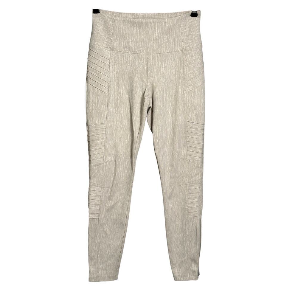 Athleta Sz S Delancey Textured Moto Leggings Braiden Cream Athleisure Travel